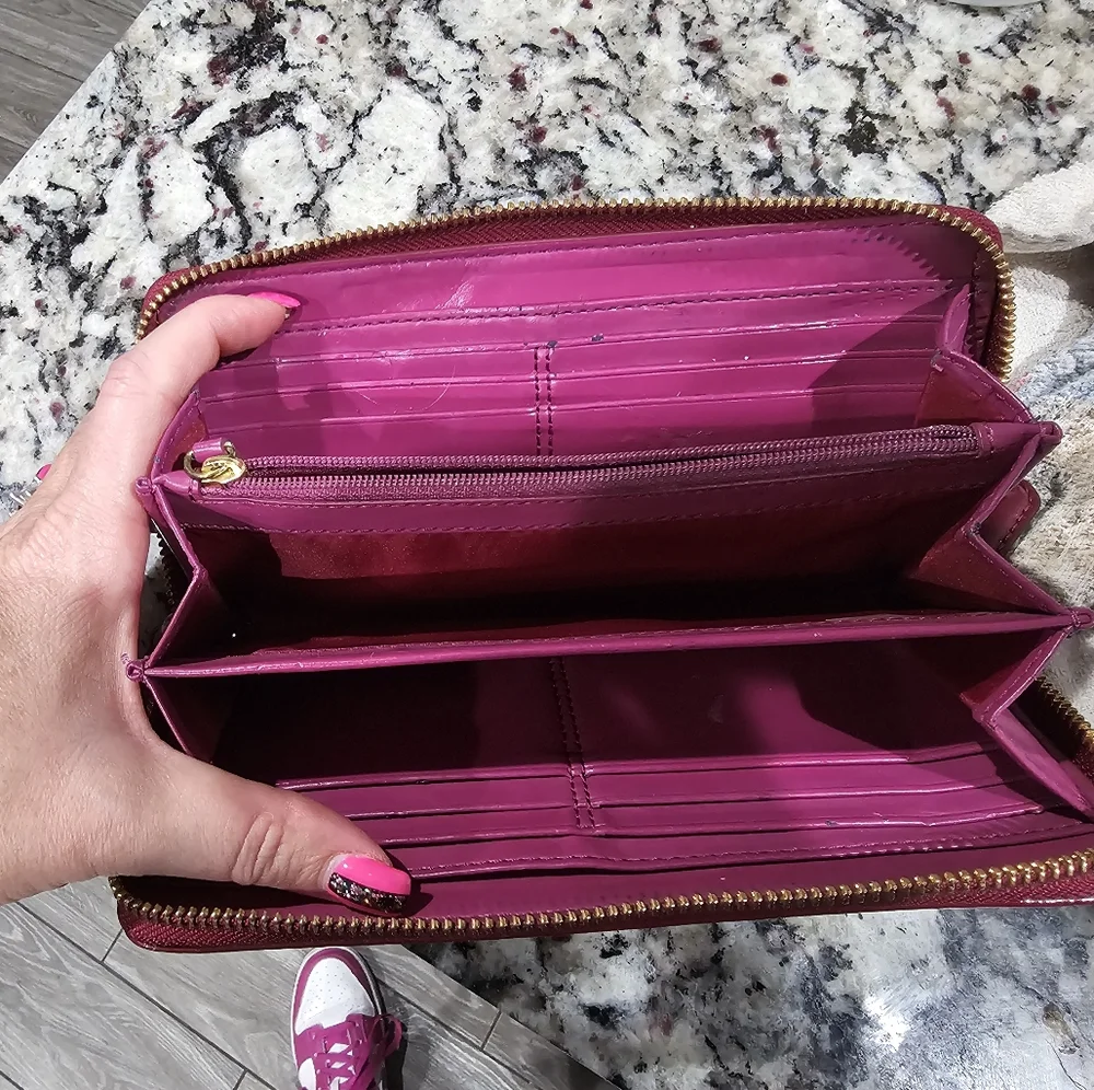 Coach Pink Magenta Embossed Wallet - Picture 3 of 3